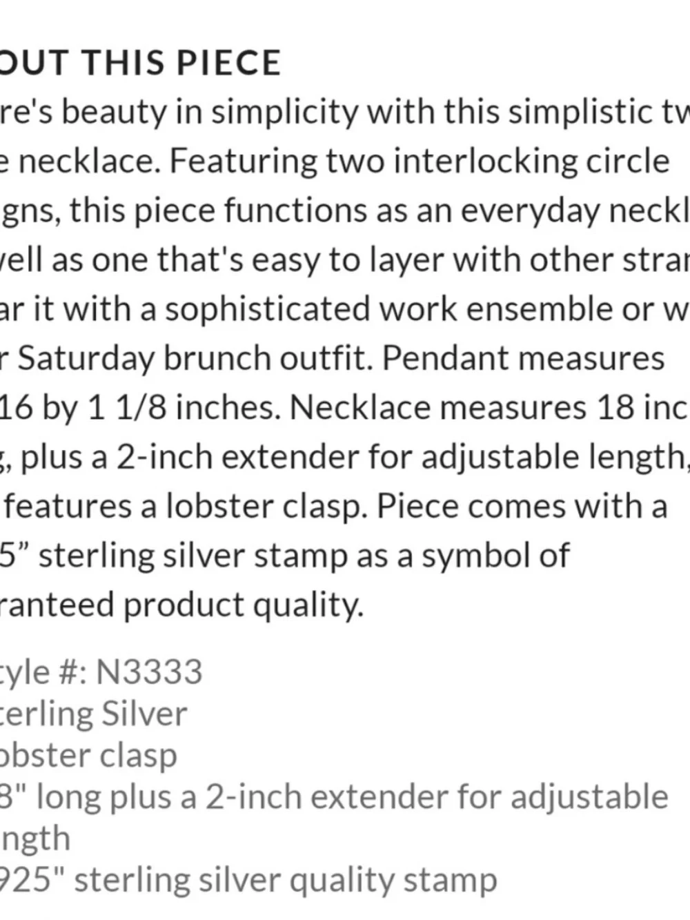 Silpada Silver Interlocking Circle Pendant Necklace